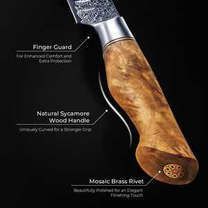 12 Inch Damascus Steel Brisket Knife Sycamore Wood Handle Professional Carving Knife for Meat Roasts Brisket Fruit Slicing - Product Image 3