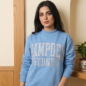 Sweat-shirt à col rond pour femme Hampden Sydney, imprimé lettres dorées, en coton tricoté, pour l'automne - Product Image 4