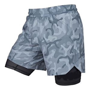 กางเกง MMA แบบ 2-in-1 รุ่น Unisex ปี 2026 สีน้ำเงินลายพราง แห้งเร็ว น้ำหนักเบา ระบายอากาศได้ดี กางเกงซับในแบบรัดรูปด้านหน้า - Product Image 3