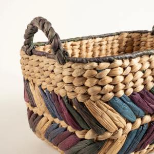 ตะกร้าผักตบชวาประดับด้วยสีสันหลากหลาย ตะกร้าเก็บของทำมือ ขายส่ง เป็นมิตรกับสิ่งแวดล้อม ผลิตในเวียดนาม - Product Image 4