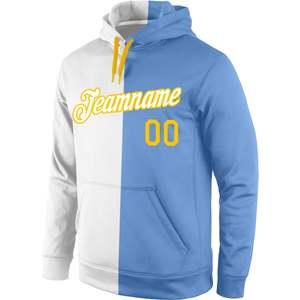 Custom Stitched White Light Blue Red Split Sports <b>Pullover</b> Hoodie Personalized Team Name Number Fashion Sweatshirt for <b>Men</b> Women - Product Image 5