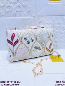 Wholesale Craftstages International Women Solid <b>Clutch</b> Bag Chain | Designer <b>Wedding</b> Party Evening Handbag 1-1.9L Capacity Satin - Product Image 2