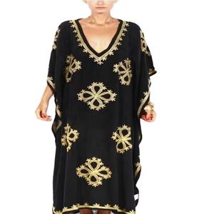 Robe longue tissée moderne Boho Chic avec impression numérique pour femmes Placement de luxe Broderie Manches longues Coton décontracté Été XL - Product Image 1