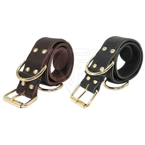 Ensemble collier et laisse pour chien en cuir solide réglable avec boucle en métal, anneau en D, poignée respirante et confortable pour la promenade - Product Image 3