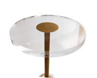 Acryl-Couchtisch Runder Teetisch Transparenter Acryl-Beistelltisch mit Goldfarbener Metallbasis Wohnzimmermöbel