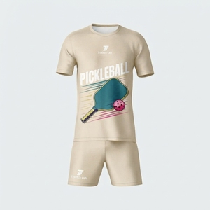 Uniforme de pickleball unisexe respirant imprimé, antibactérien, col rond, manches courtes, été, 100% polyester - Product Image 2