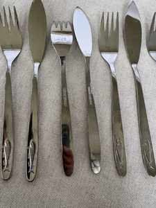 <b>Vintage</b> 10-Piece <b>Cutlery</b> Set With Fish Design: Mid-Century Modern Stainless Steel Flatware - Product Image 3