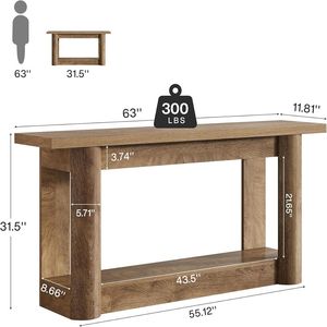 Consolle da Ingresso Stile Rustico con Funzioni di Archiviazione, Tavolo da Divano e Scrivania Principale - Product Image 6