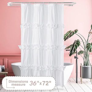 Tenda Doccia Singola di Lusso Stile Shabby Chic con Volant, 72 x 36 Pollici, Stampa Natalizia, Tessuto in Poliestere, Design Europeo - Product Image 4