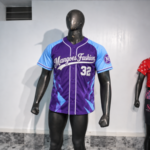 Maillot de baseball unisexe à manches courtes boutonnées, personnalisable par sublimation, séchage rapide, évacuation de l'humidité, respirant, 100 % polyester, col en V - Product Image 5
