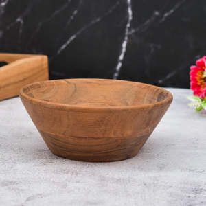 Handmade <b>Antique</b> Style Acacia Wood Bowl Food <b>Safe</b> for Salad Dry Fruits Coffee Table Display Wooden Kitchen Tableware for Parties - Product Image 6