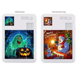 Porte-clés puzzle coulissant vierge à 16 grilles, jouet de casse-tête Hua Rong Dao imprimable UV pour cadeaux promotionnels avec logo personnalisé - Product Image 2