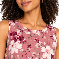 Robe longue décontractée d'été pour femme, rose poudré, à motifs floraux, sans manches, col rond, coupe trapèze – Fournisseur de vêtements en gros OEM ODM