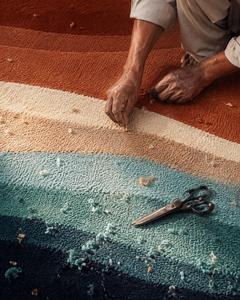 Modern Abstract Rectangle Area Rug Wool Tufted Latex Backing Non-Slip Living Room <b>Carpet</b> Medium Pile Washable Pink Beige Brown - Product Image 6
