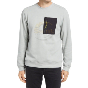 Sweat-shirt à col rond pour homme, à blocs de couleur, décontracté, à manches longues, avec poche zippée, 100% coton molletonné, motif chevron, écologique - Product Image 2