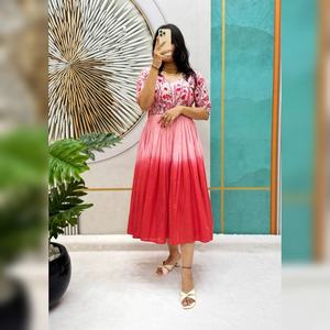 Nuevo Lanzamiento de vestido de algodón de doble color puro Mul Ropa de verano cosida completa para mujeres con estilo Agregar toques Glamour - Product Image 1