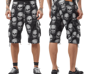 Shorts de Mezclilla Cargo con Estampado de Calavera para Hombre, Ropa Urbana Moderna - Product Image 2