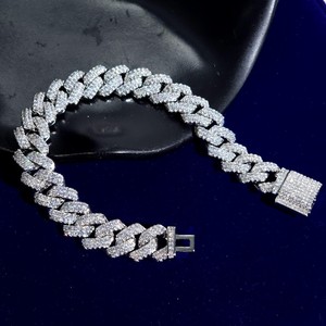 Luxury Iced Moissanite Cuban Link Chain <b>Bracelet</b> <b>Men</b> Women 925 Sterling <b>Silver</b> Rhodium Plated Hip Hop Jewelry - Product Image 6