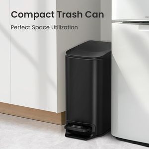 Cubo de Basura de Acero Inoxidable de 6 Litros / 1.6 Galones con Pedal, Cubo Interior Extraíble, Acabado Antihuellas, Negro Mate - Product Image 3
