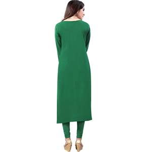 <b>White</b>-Green Digital Floral Printed Crepe Ready-Made Kurti for <b>Women</b> Size XS - Product Image 1