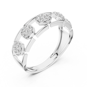 Anillo de oro blanco de 18 quilates con diamantes cultivados en laboratorio, diseño de panal, chapado en rodio, de lujo, para boda, compromiso, regalo o uso diario en la oficina. - Product Image 1