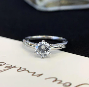 Bague solitaire en or massif 14 carats avec diamant de laboratoire taille brillant rond, cadeau idéal pour femme, fiançailles, mariage, anniversaire, bijoux - Product Image 2