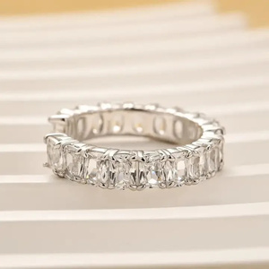 Women's 925 Moissanite 4.5 Carat Elongated Cushion Cut <b>Simulated</b> <b>Diamond</b> Gold Plated Sterling Silver Open Surround RingLuxe - Product Image 6