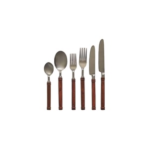 Services de couverts en acier inoxydable avec manches en bois, style japonais, dernières nouveautés pour restaurants et événements - Product Image 1