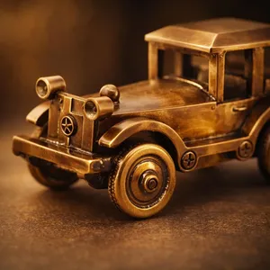 SHUBHAM Customized Vintage <b>Car</b> Figurine Brass Metal Model Gold Plated <b>Polished</b> Antique Decor Home Display Ornament - Product Image 2