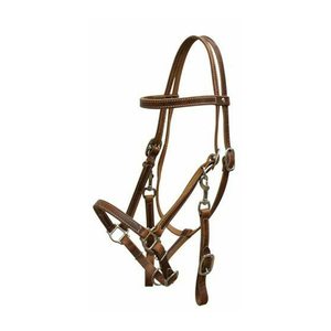 Harnais en cuir pour cheval avec boucles réglables et détails cousus, marron, équipement équestre, harnais pour cheval avec boucle - Product Image 3