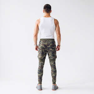Men's Camouflage 2 in 1 Drawstring Waist Yoga Pants With Pockets Breathable Spandex Polyester <b>Ankle</b>-<b>Length</b> Workout Wear <b>Leggings</b> - Product Image 3