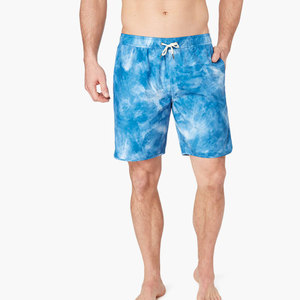 Shorts de Baño para Hombre, Tie Dye Azul, Cintura Media, Cordón Ajustable, Secado Rápido, Casual, Tejido de Poliéster - Product Image 4