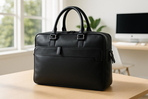 Porte-documents classique en cuir pour ordinateur portable avec poignée supérieure et poche avant |   Sac de bureau pour hommes et femmes |   Conception protectrice - Product Image 4