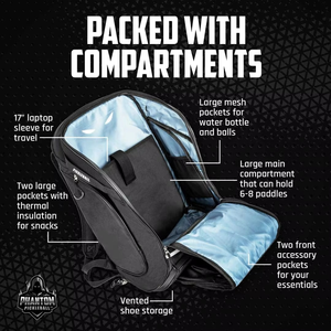 Durable 600D Polyester Fabric Fashion Waterproof Large Capacity Pickleball <b>Backpack</b> Thermal Lining 30-<b>40L</b> Racket Paddle - Product Image 5