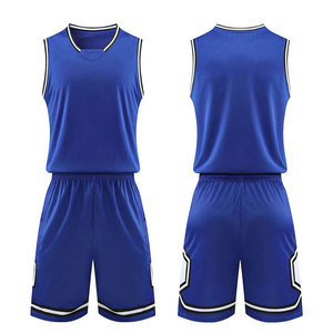 Conjunto de Camiseta y Pantalones Cortos de Baloncesto de Alto Rendimiento, Transpirable, Uniforme Deportivo Personalizado con Logotipo, Azul sin Mangas - Product Image 1