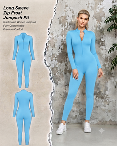 Damen-Jumpsuit mit hoher Taille, langen Ärmeln und V-Ausschnitt, einfarbig, aus Spandex/Polyester, eng anliegend, atmungsaktiv, Po-Lifting-Effekt, sexy Club-Stil - Product Image 1