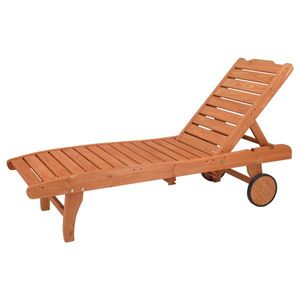 Lettino prendisole da giardino in legno di abete 183*58*36.5cm con ruote e cassetti, regolazione a due velocità, colore Burlywood - Product Image 5