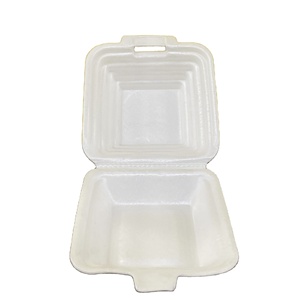 White Disposable Clamshell Food <b>Container</b> Single Compartment Takeaway Lunch Box - Product Image 2
