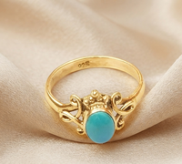 Bague ovale en turquoise bleue en argent sterling 925 pour femme Radhey Krishna Jewellers, plaquée or rose/or jaune, style vintage bohème filigrané