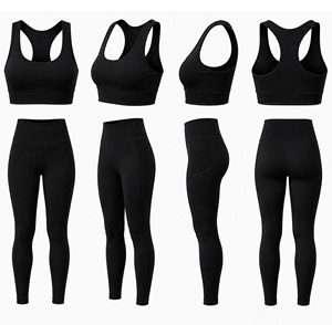 Ensemble de vêtements de sport pour femmes en 2 pièces |   Leggings de yoga personnalisés et soutien-gorge de sport |   Ensemble de vêtements de sport pour la gym et les entraînements, taille haute |   Vente en gros - Product Image 4