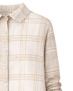 Robe chemise longue beige à carreaux pour femme, boutonnée, motif à carreaux, robe midi décontractée, manches longues, vente en gros personnalisée - Product Image 5