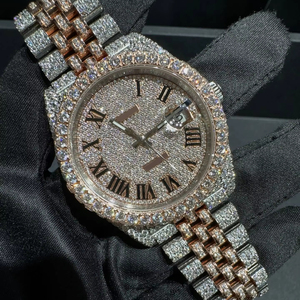 Reloj de Lujo de Moda Hip Hop de Acero Inoxidable con Diamantes de Moissanita VVS, Movimiento de Cuarzo, para Hombre, Logotipo Personalizado, Venta al por Mayor, Pasa el Test de Diamantes - Product Image 1