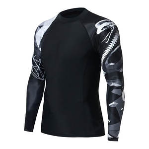 เสื้อคอมเพรสชั่นสวมใส่สบายสำหรับมืออาชีพ ระบายอากาศได้ดี ทรงเข้ารูป น้ำหนักเบา ออกแบบได้ตามต้องการ เสื้อแรชการ์ดผู้ชาย แห้งเร็ว - Product Image 1