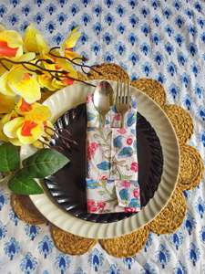 Ensemble de serviettes en coton imprimé floral fait main, linge de table réutilisable pour mariage, dîner, cuisine, fête, décoration, facile d'entretien - Product Image 2