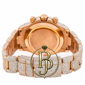 Reloj de Hombre de Alta Gama Personalizado con Diamantes Moissanite de Shanghái, Caja de Acero Inoxidable en Oro Rosa de 40 mm con Diseño de Corona y Corte Brillante - Product Image 4