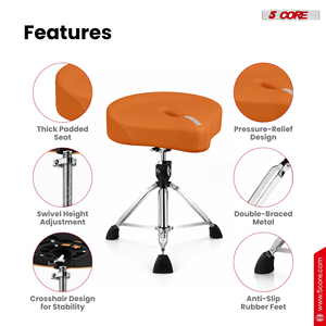 5 Core Iron + PU Leather Keyboard Instrument <b>Stand</b> Padded 4.5" Pressure Relief Ergonomic Swivel Adjustable 25.5 Inch <b>Music</b> - Product Image 6