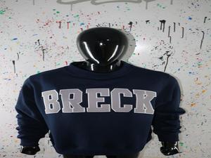 Sweat-shirt à col montant BRECK bleu marine 100% gris ardoise avec broderie appliquée, col large, fils fins - Product Image 3