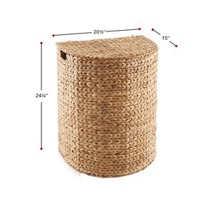 Natural Water Hyacinth Laundry Basket Corner <b>Hamper</b> with Lid Handwoven Straw Toy Clothes Storage Bin Home Organization Bulk - Product Image 6