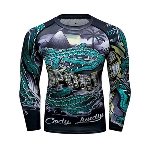 Maillot de compression MMA Grappling Rash Guard Sublimation Bjj Rashguard Imprimé Personnalisé Hommes Technologie OEM Manches Longues - Product Image 6