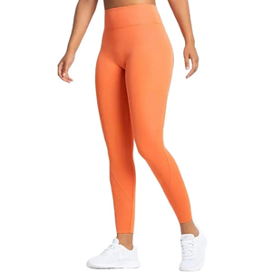 Pantalones Capri de Yoga Deportivos Transpirables de Cintura Alta con Efecto Adelgazante, de Spandex/Poliéster Cepillado, con Patrón Liso, de Secado Rápido, Novedad Transfronteriza - Product Image 1